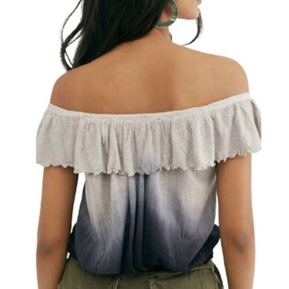 Free People Cora Lee Ombre Nightfall Combo Off The Shoulder Blouse NWT Size S - Picture 2 of 9